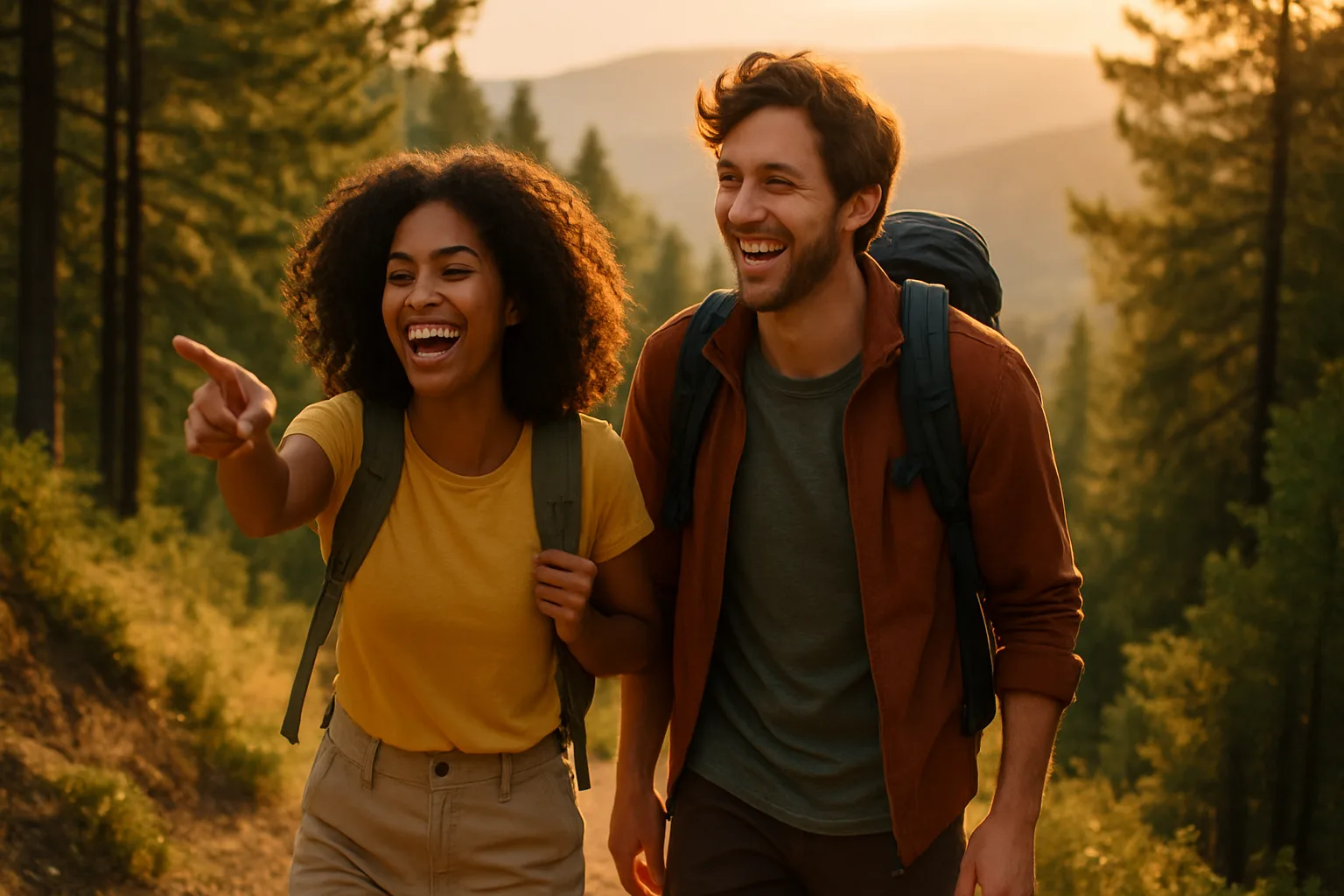 Couple enjoying an adventure date together