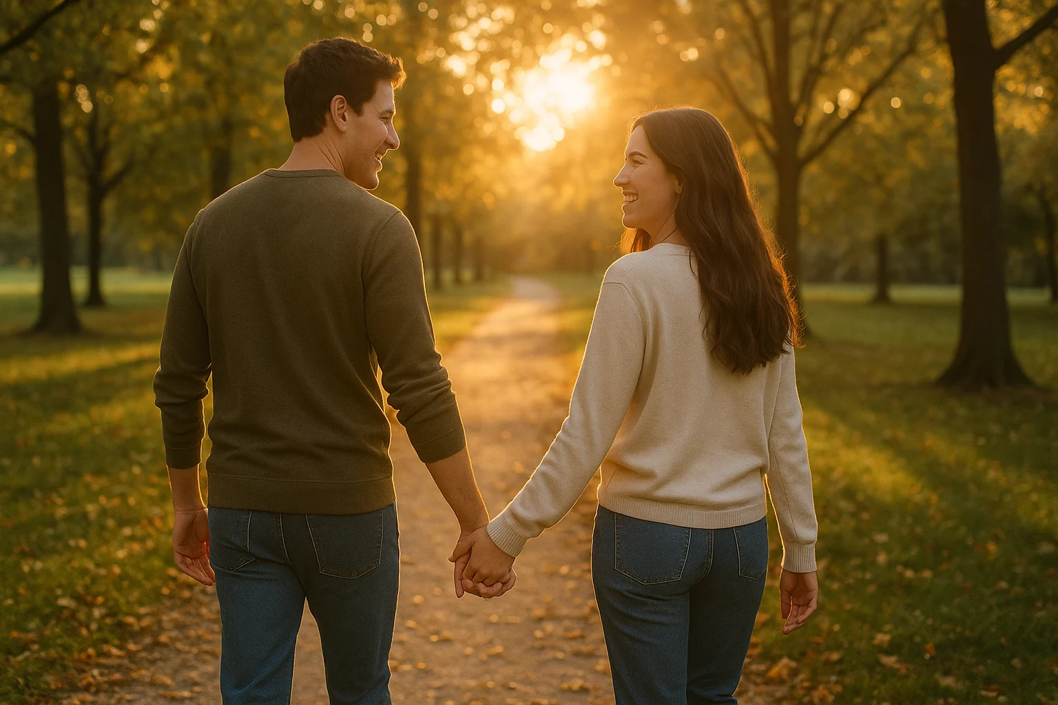 Couple walking hand-in-hand to connect emotionally