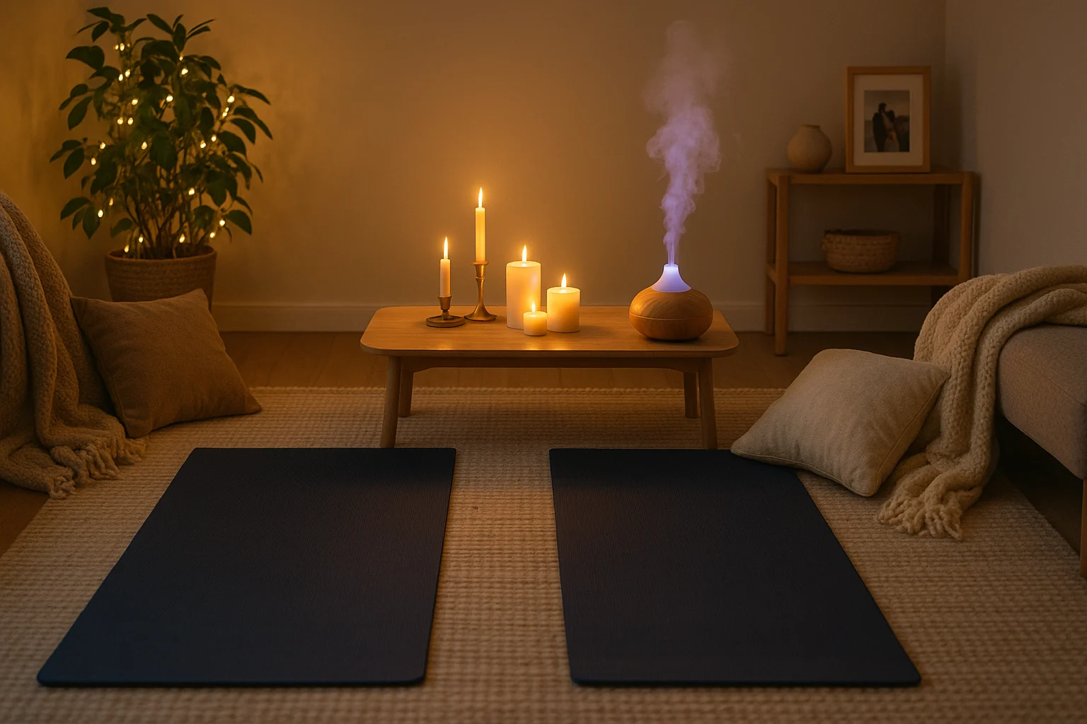Cozy meditation space for couples