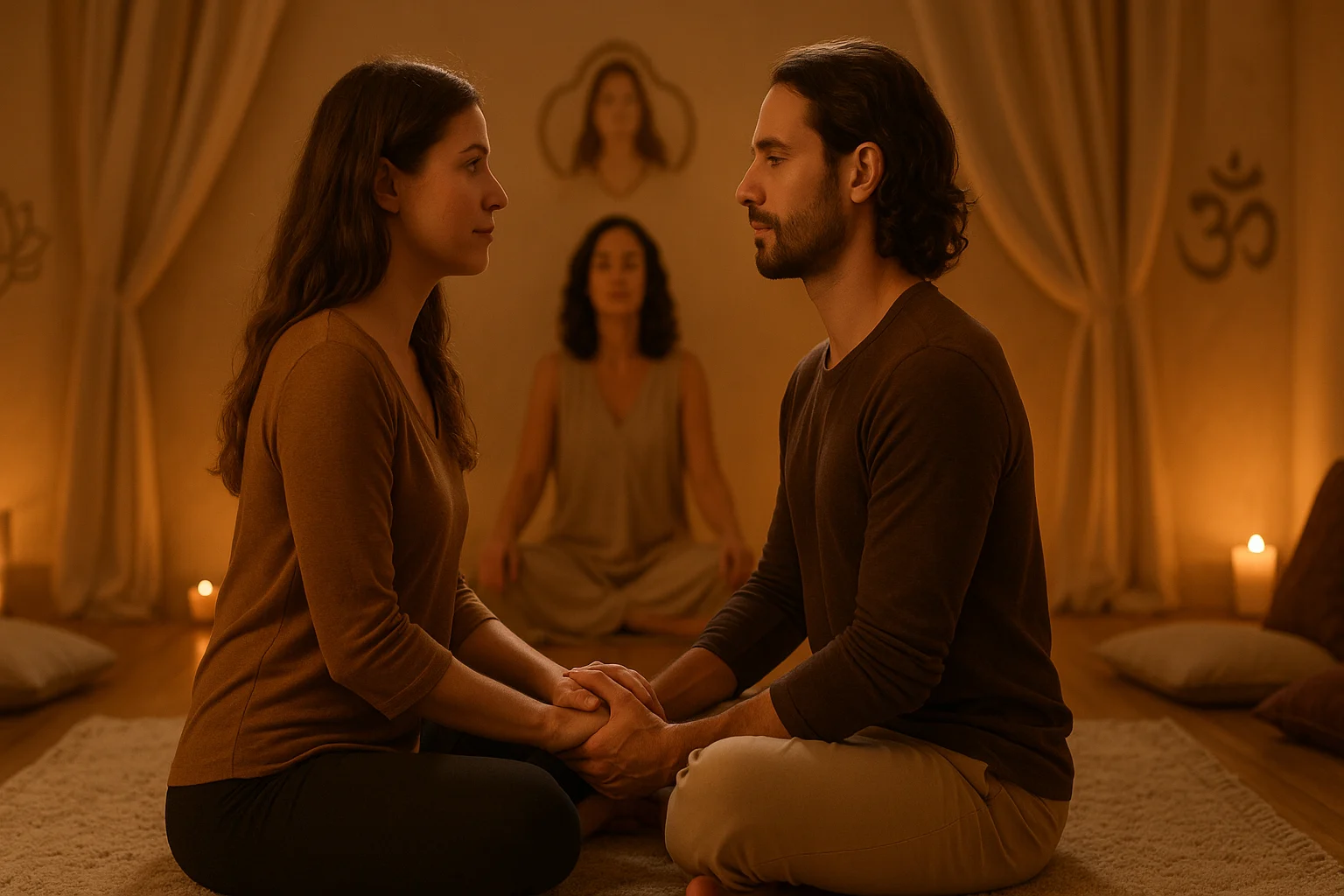 Couple connecting at a tantric retreat