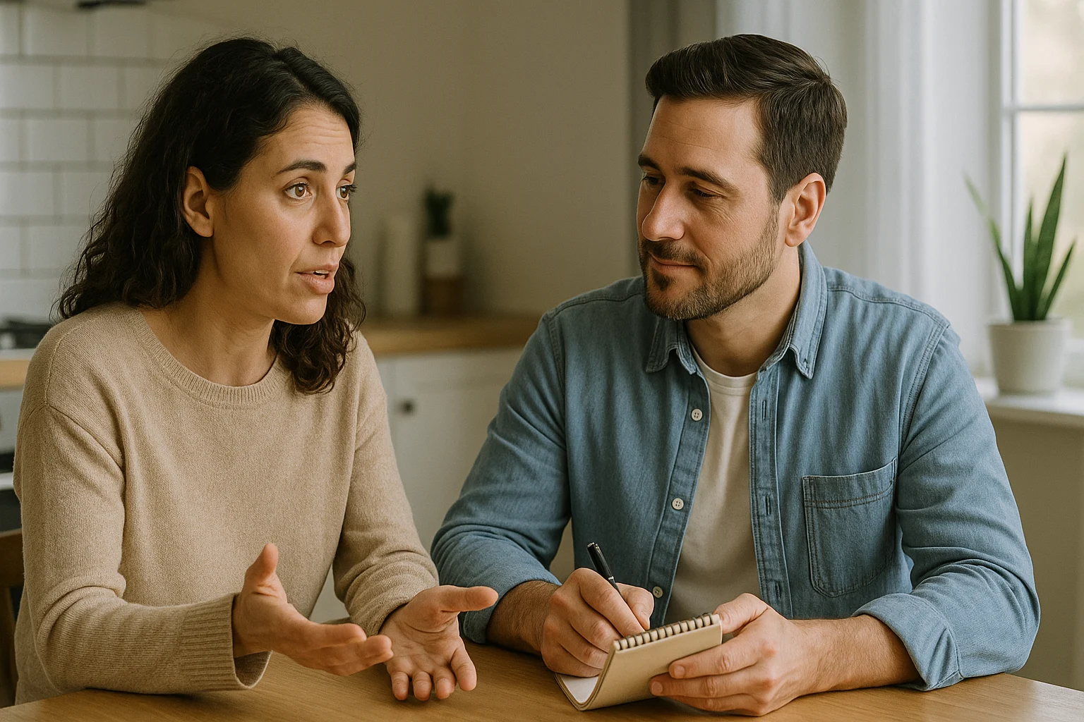 Couple practicing communication exercises at home
