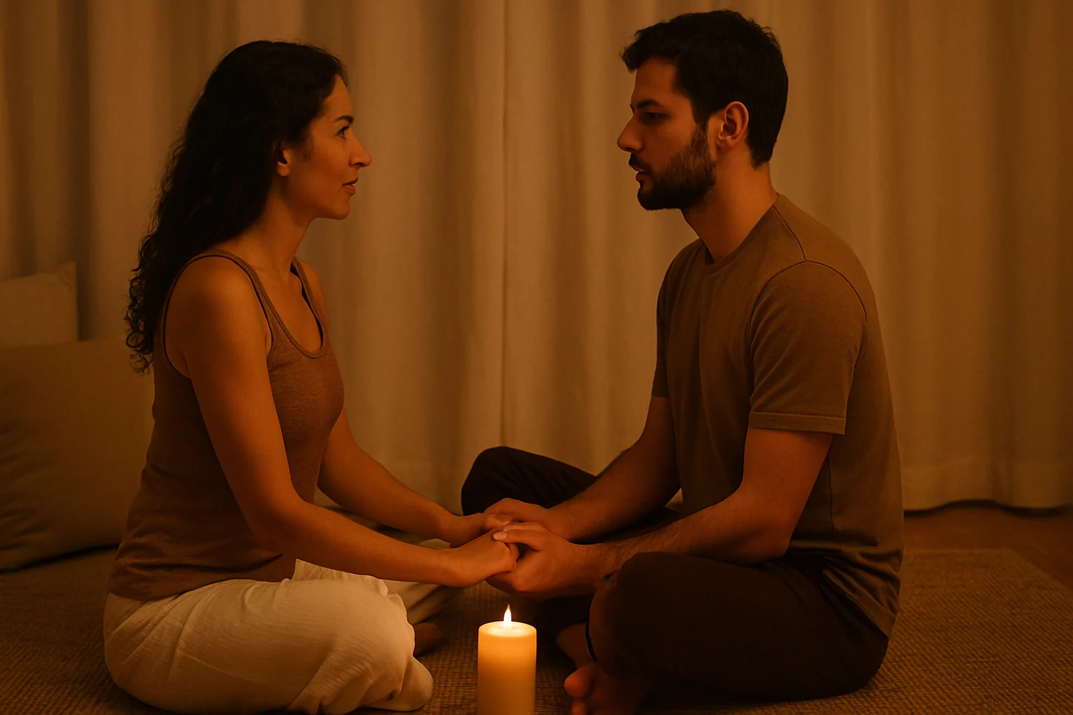 Couple practicing intimacy exercises together