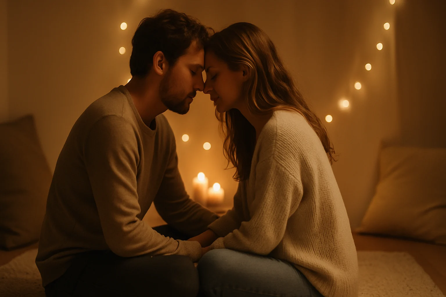Couple practicing vulnerability to build emotional connection