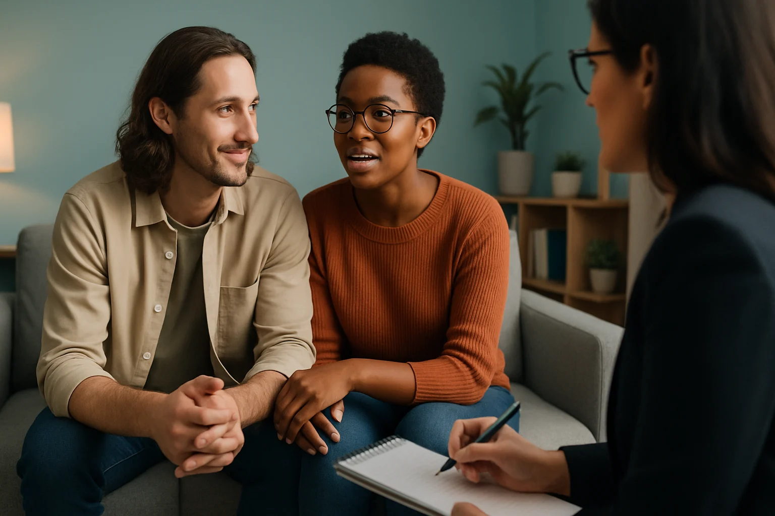 Couple in therapy rebuilding love