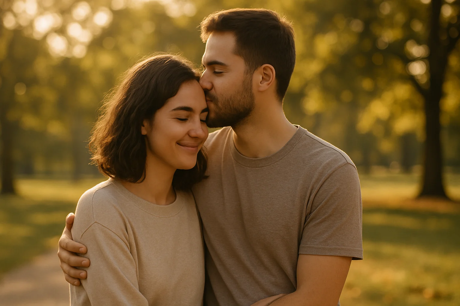 Couple showing affection to reconnect