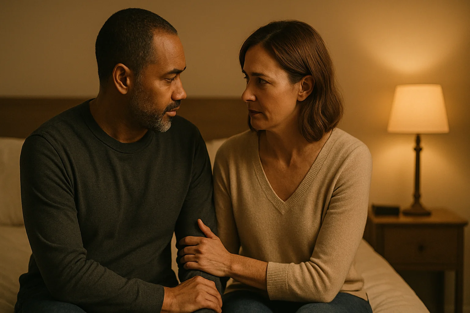 Couple talking intimately to rebuild love
