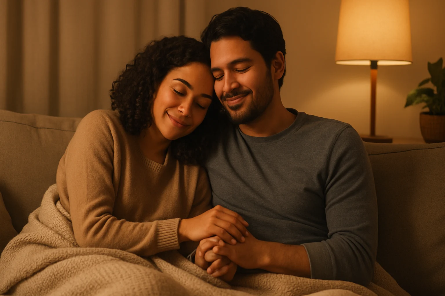 Couple practicing non-sexual touch for intimacy