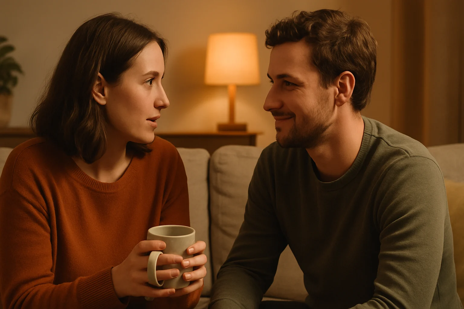 Couple sharing emotions during intimacy exercise