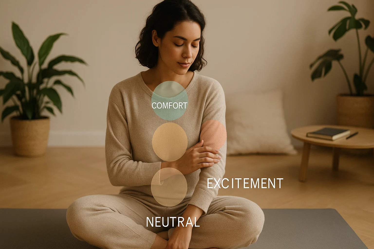 Person practicing pleasure mapping for body awareness