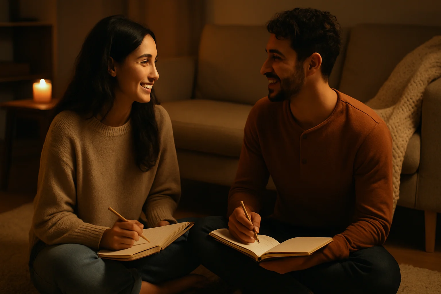 Couple practicing communication for intimacy
