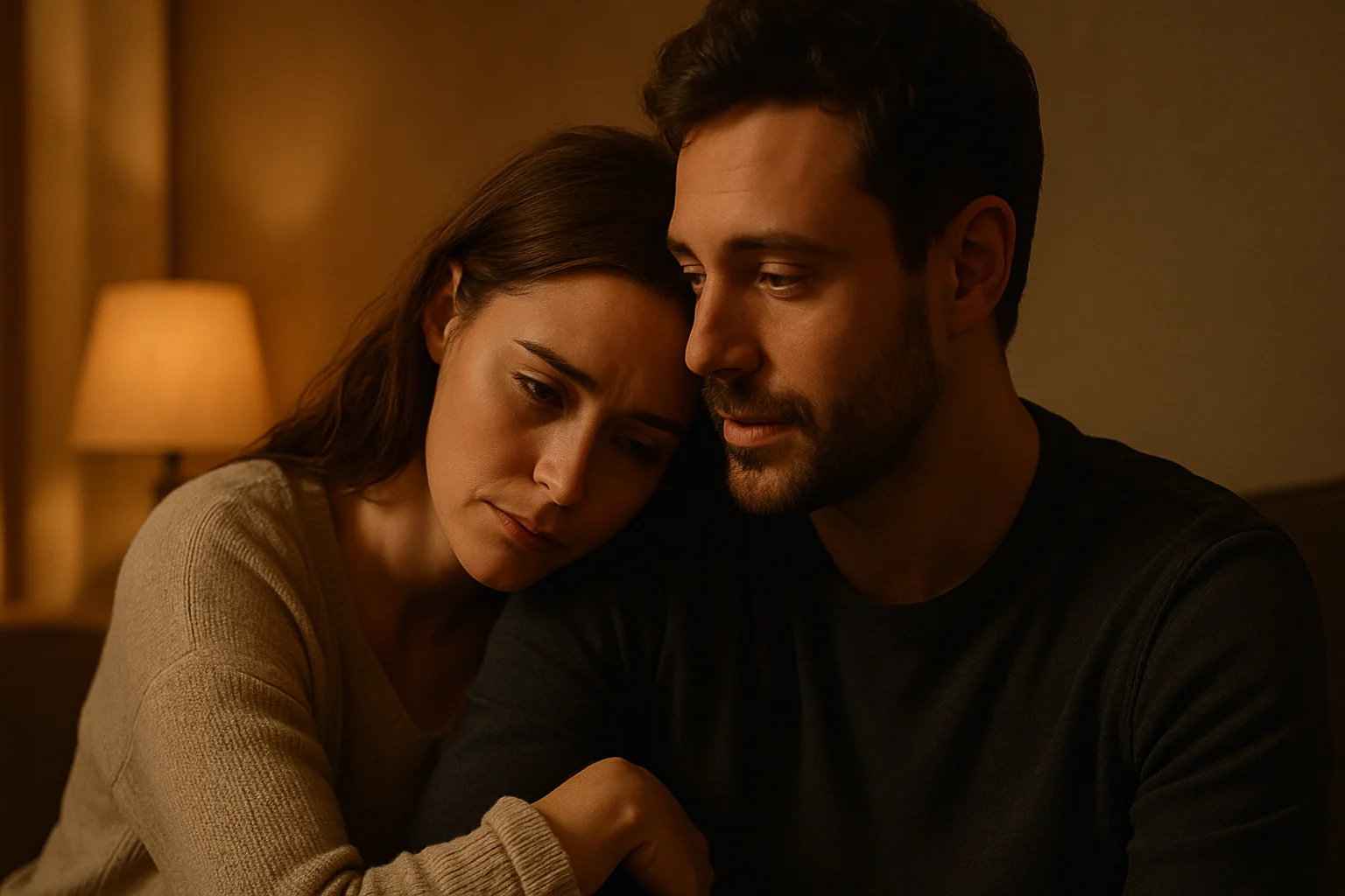 Couple sharing emotional intimacy moment for women's relationship wellness