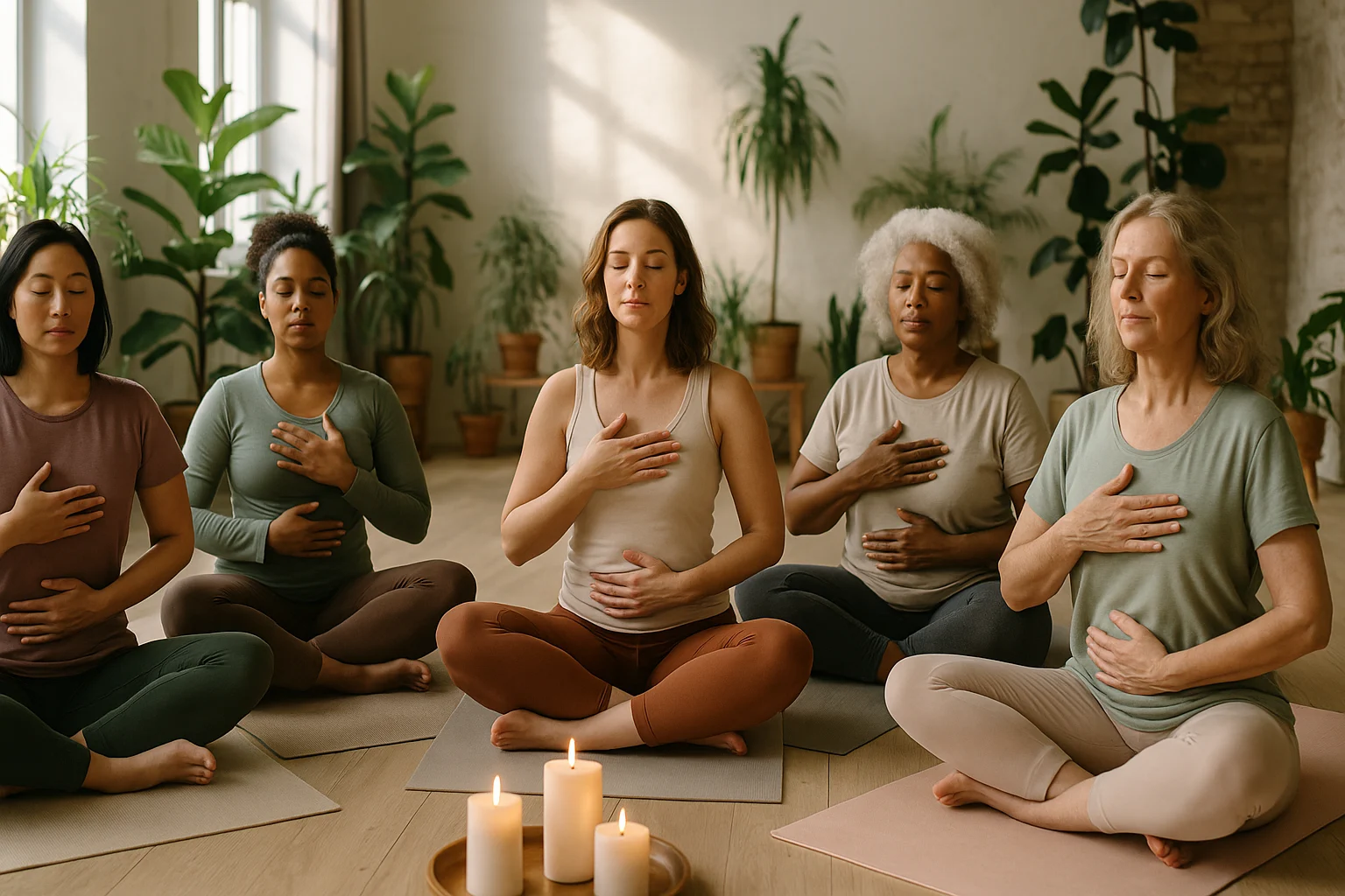 Women practicing breathwork for emotional healing