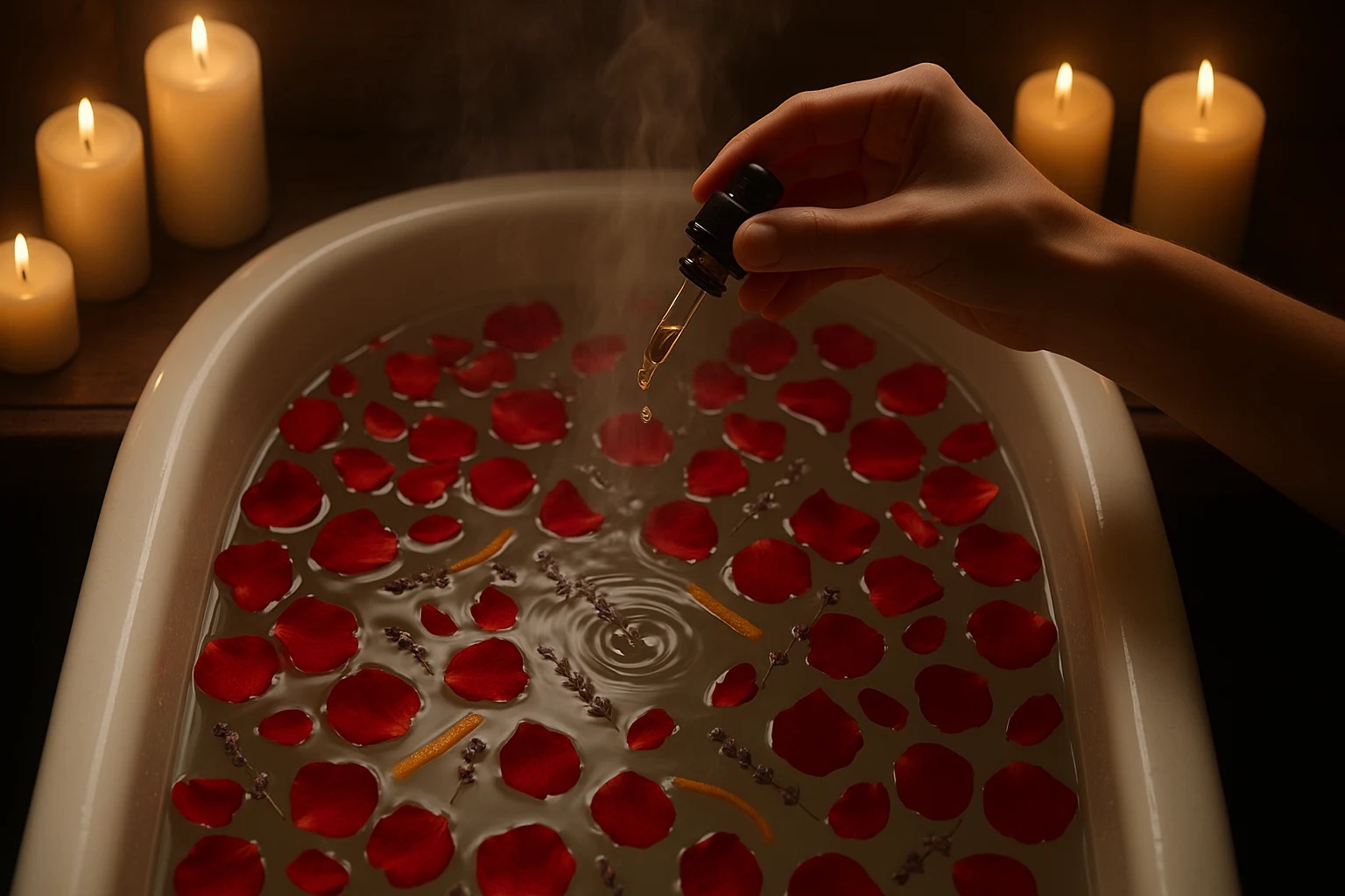 Relaxing bath infused with essential oils