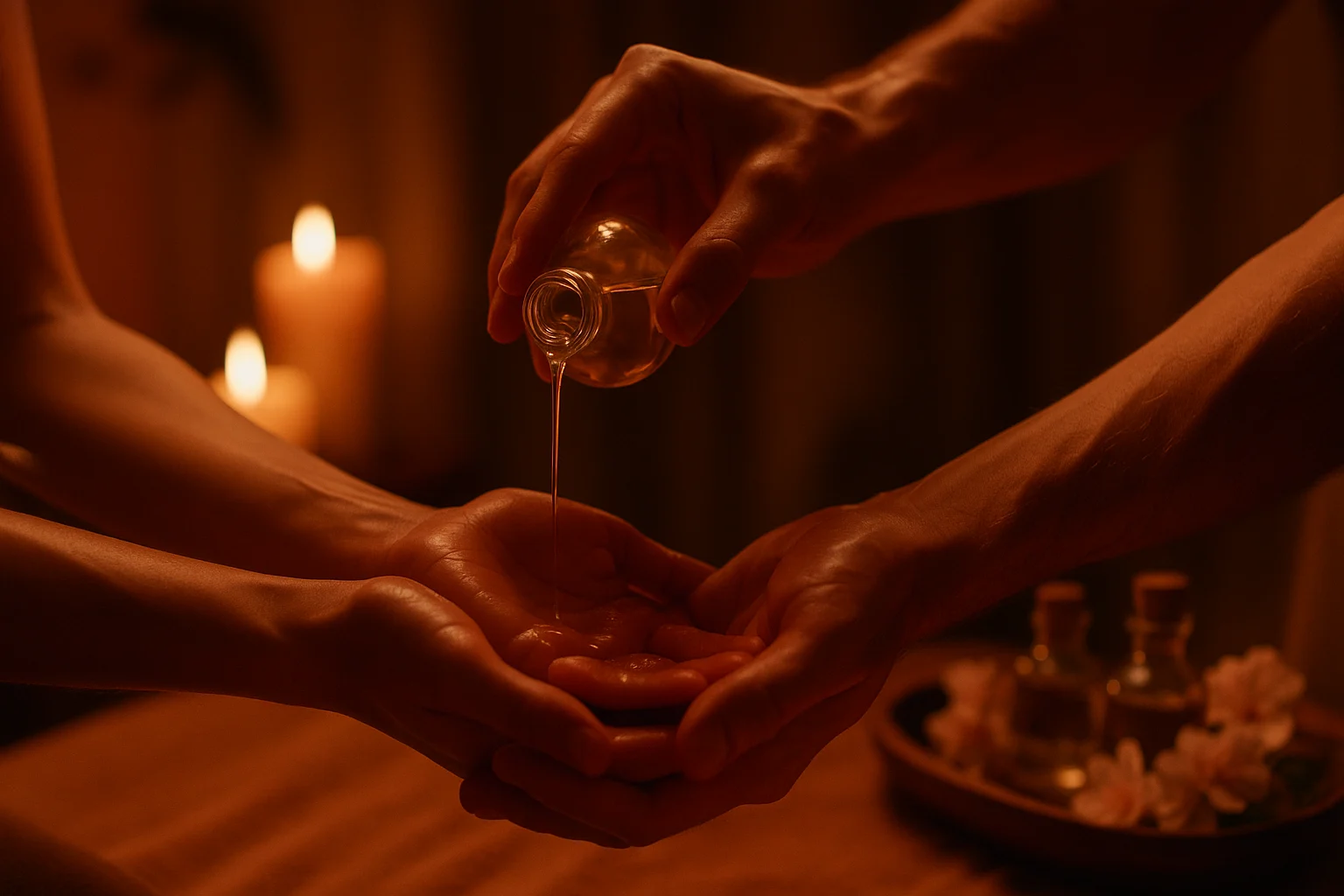 Sensual massage with essential oils