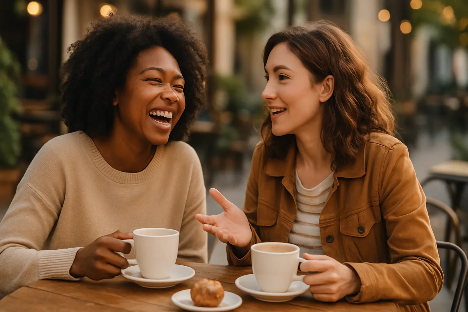 Friends enjoying a coffee date to boost dopamine