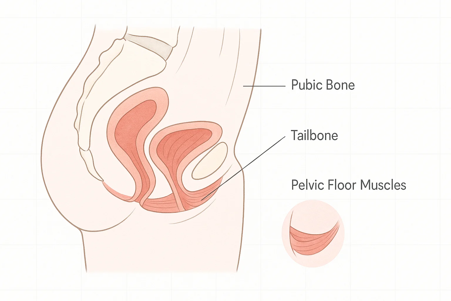 Diagram of pelvic floor muscles for women