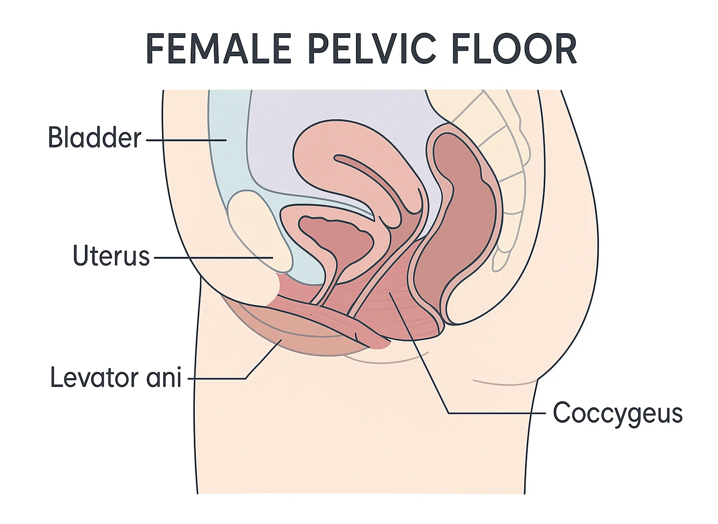 Diagram of pelvic floor muscles for massage