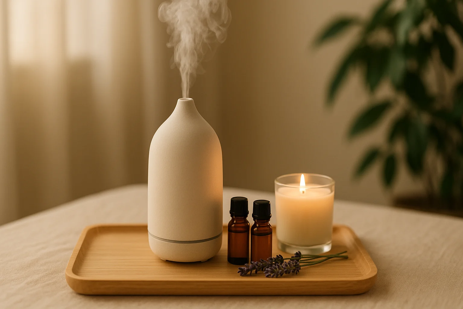 Diffuser emitting calming lavender scent for sensual healing