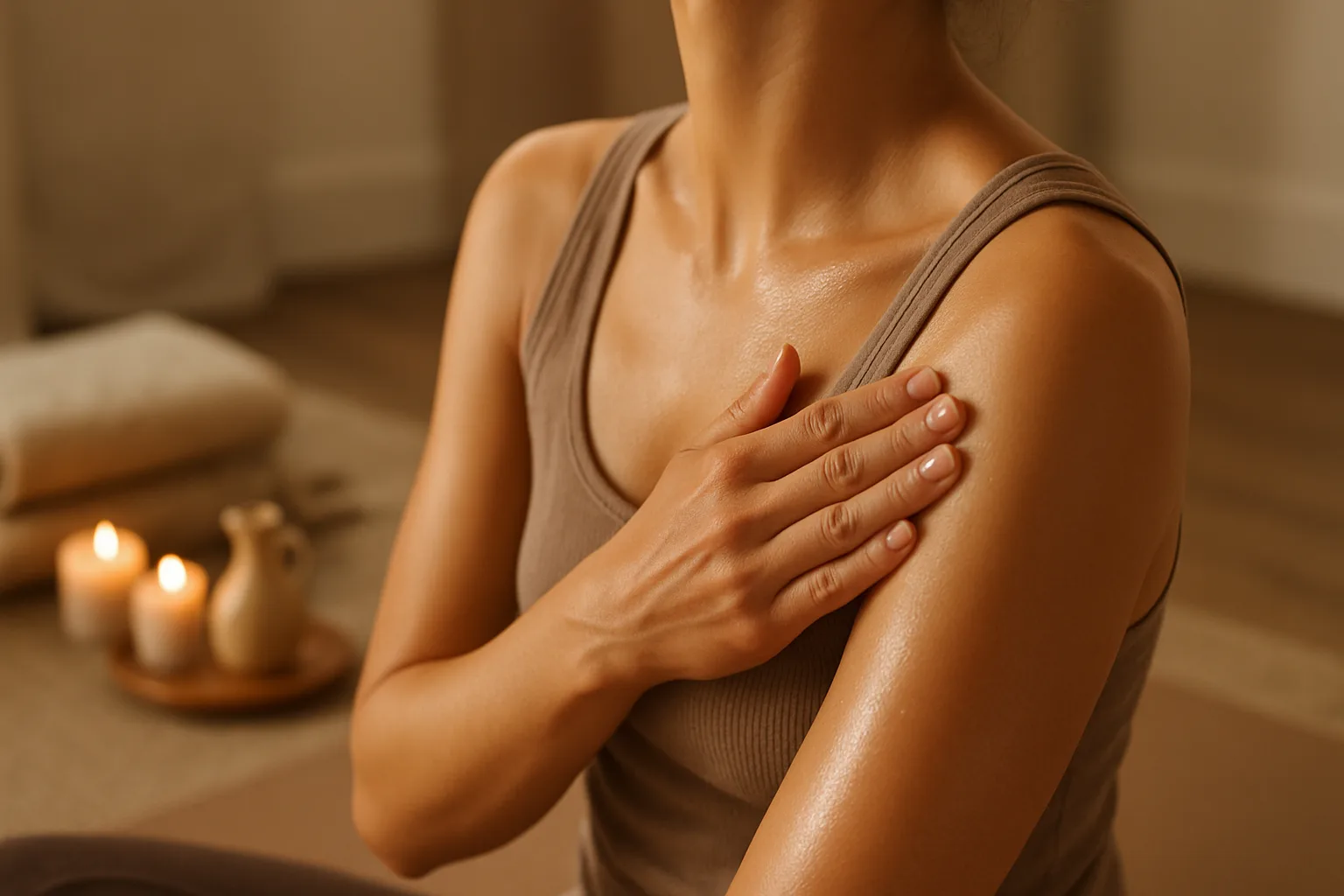 Woman practicing mindful self-massage for sensual healing