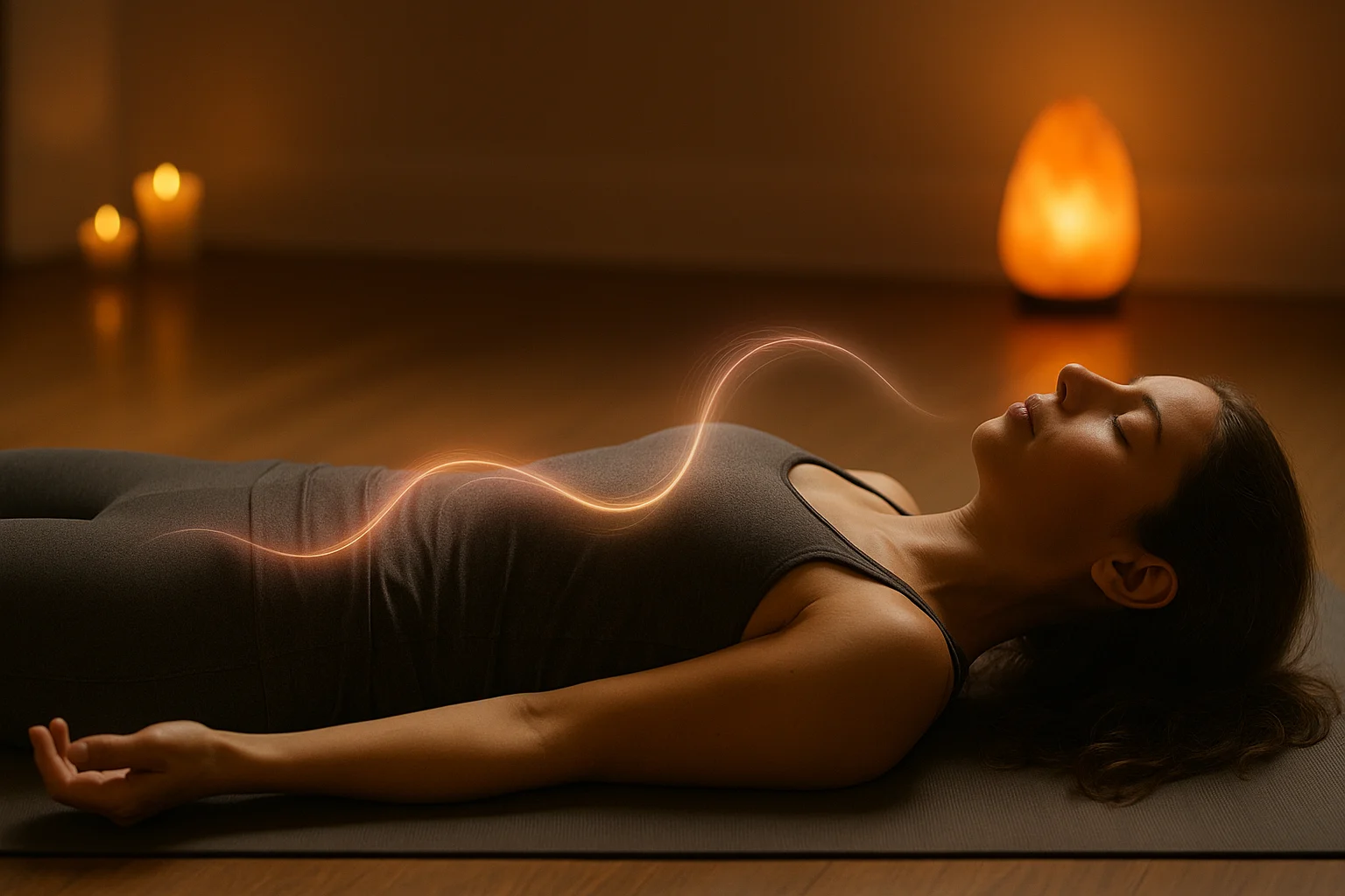 Woman practicing tantric breathing for energy flow