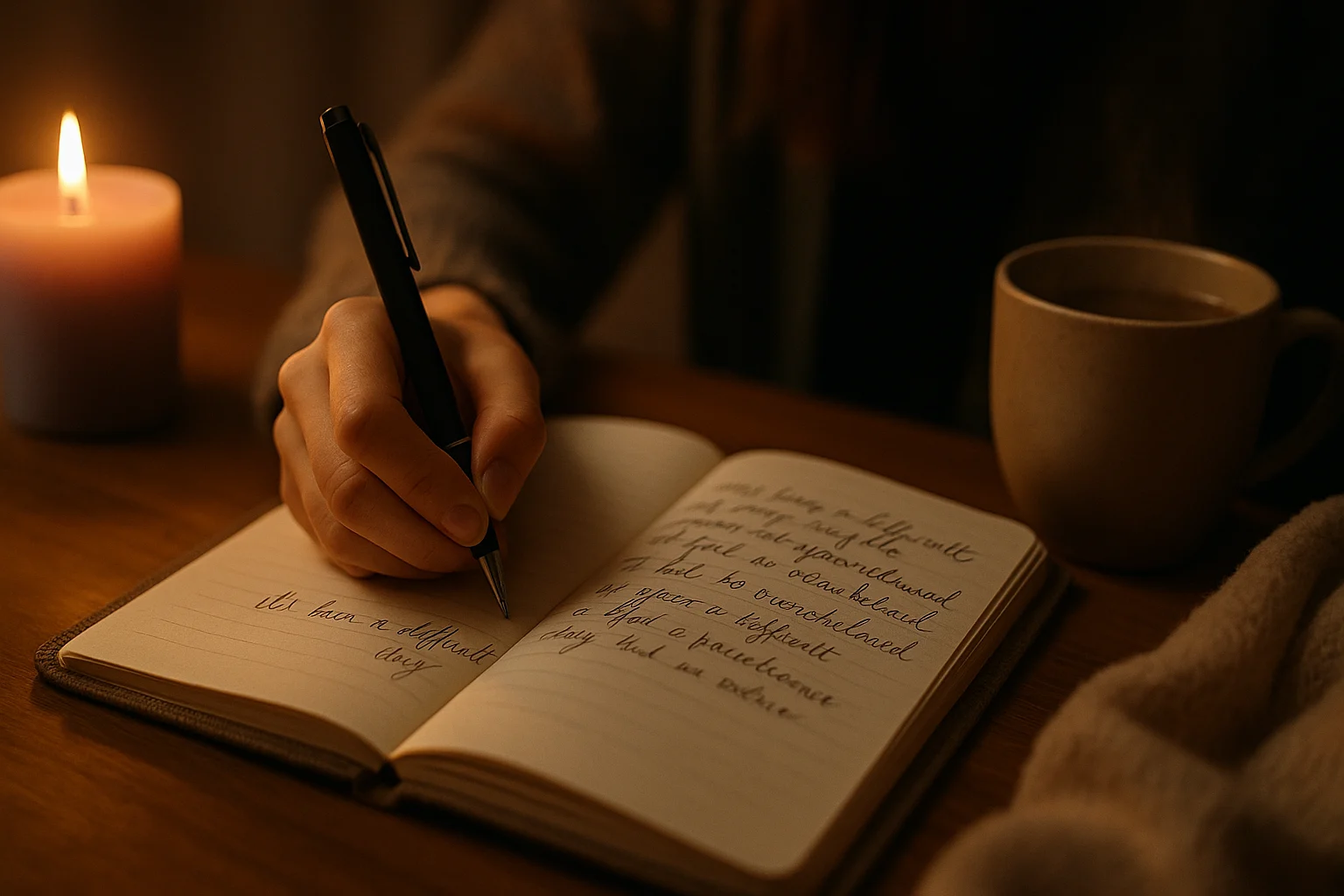 Woman writing in a journal for emotional healing