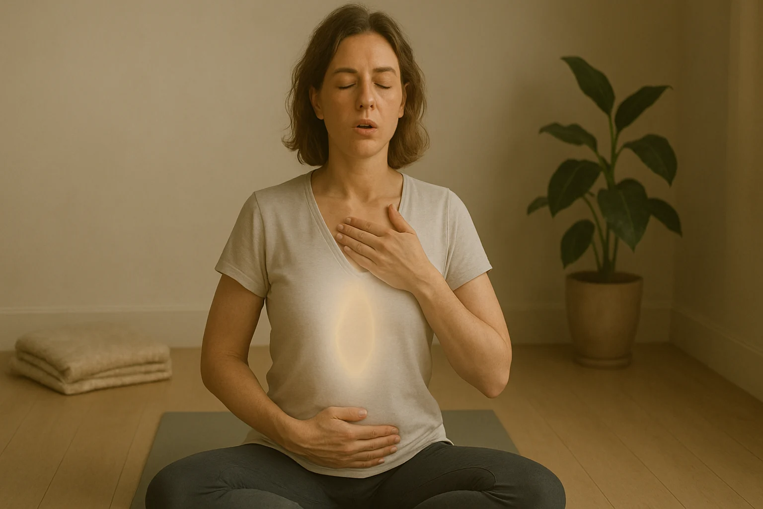 Woman practicing trauma healing meditation techniques