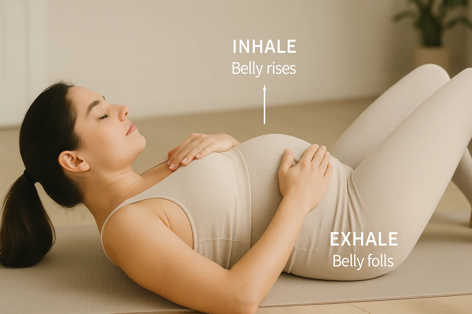 Pregnant woman practicing pelvic floor exercises