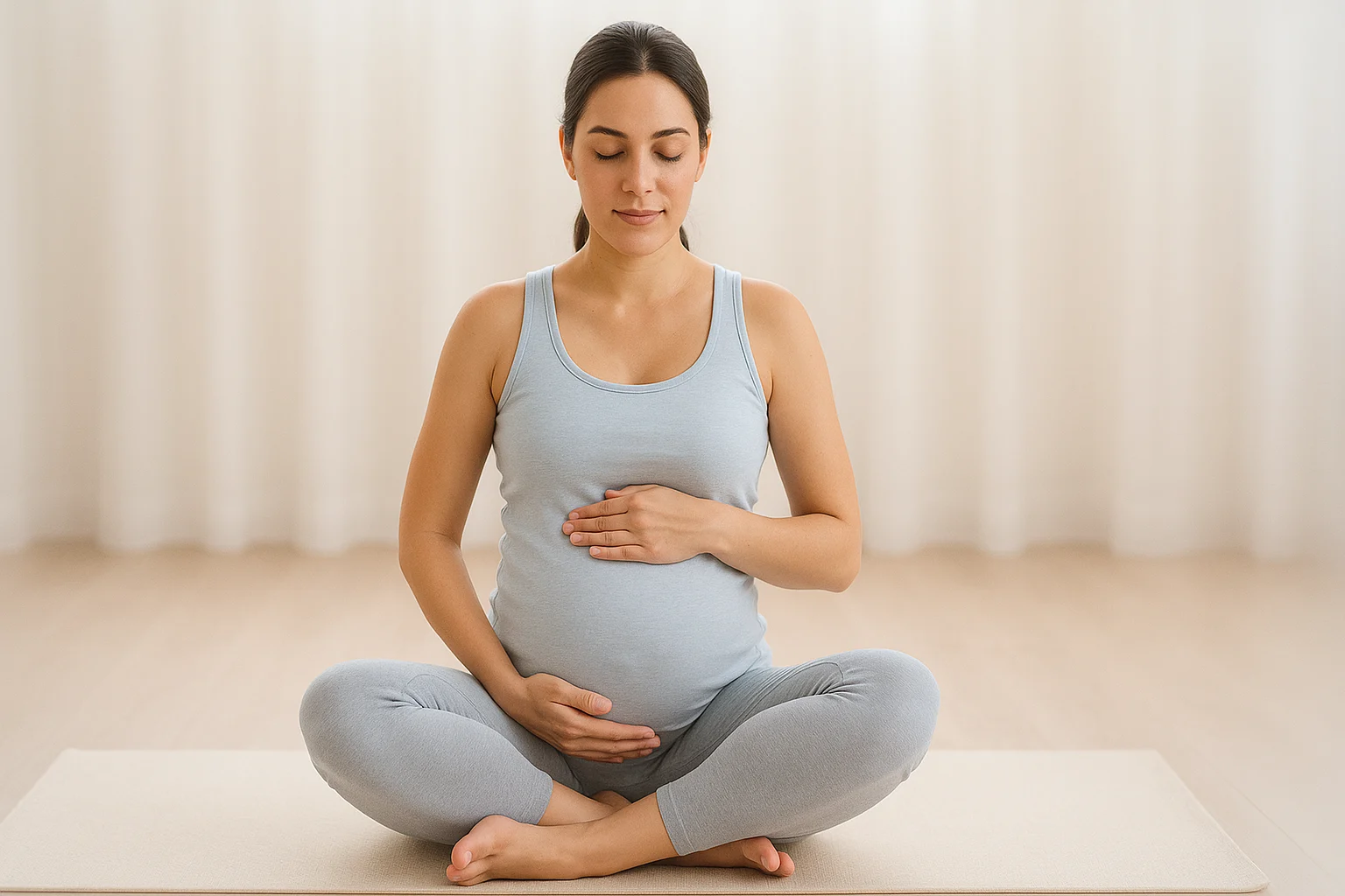Pregnant woman practicing pelvic floor exercises