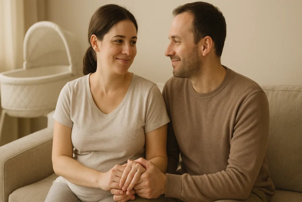 New parents reconnecting with emotional intimacy during postpartum recovery period